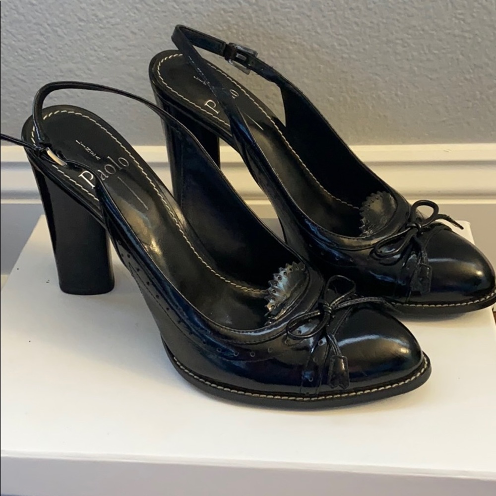 Black sling back heels